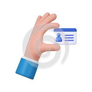 3d hand hold Id card icon