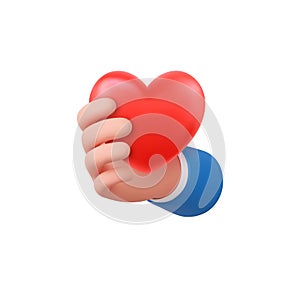 3d hand holding a heart