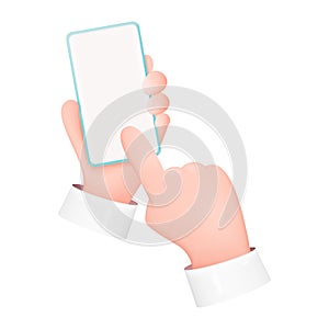 3D Hands Holding Smartphone Isolated on White Background