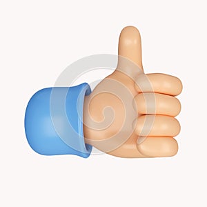 3d hands thumb up for success or good feedback, positive concept and like symbol. icon isolated on white background. 3d
