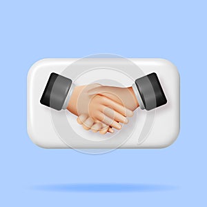 3D Handshake Gesture Button Isolated