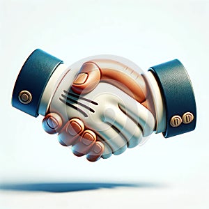 3d handshake icon on white background, business concept