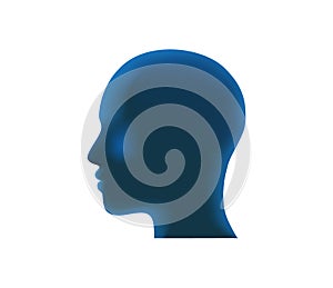 3D head icon. Human head silhouette black color vector white background. Human head profile silhouette 3D render vector