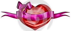 3D heart with bow and lillac ribbon