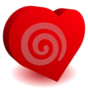 3D Heart shape as affection,  love, fondness icon and logo