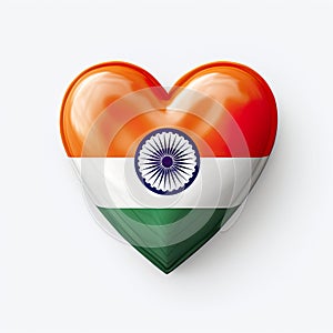 3D heart-shaped India flag, isolated on a white background, serves as a powerful symbol of British patriotism