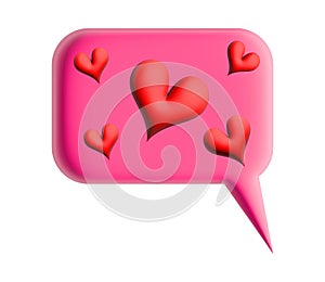 3D Heart Speech Bubble Icon illustration