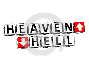3D Heaven Hell Button Click Here Block Text