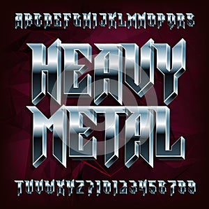 3D Heavy Metal alphabet font. Metal effect letters and numbers.