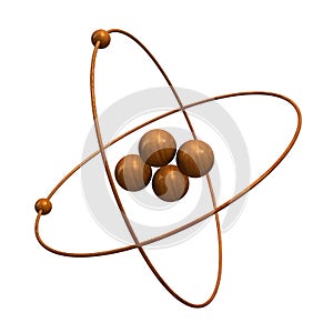 3d Helium Atom in wood