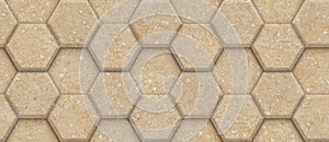 3D hexagon made of yellow Marble decor. Material brown matt marble.