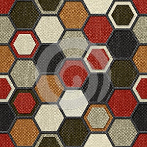 3D hexagon pattern with fabric seamless texture, grunge texture, 3d illustration