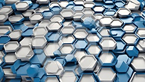 3d hi-tech blue hexagons