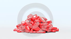 3d hill love like heart social media notification icon on white color background.