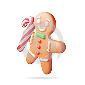 3D Holiday Gingerbread Man with Candycane Cookie