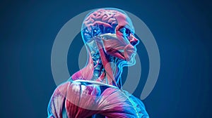 3D holographic anatomy image showcasing human muscle structure