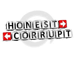 3D Honest Corrupt Button Click Here Block Text