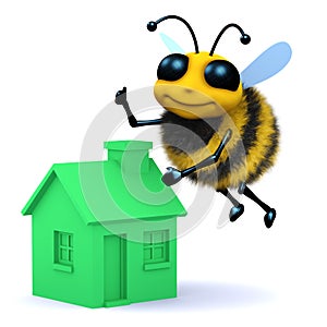 3d Honey bee with a green house