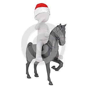 3d horseman or soldier in a Christmas hat saluting