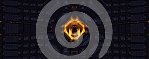 3d hot tunnel machine on fire background