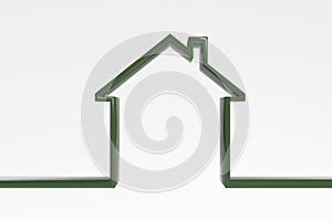 3D house outline. Green efficient house icon. symbol of a house