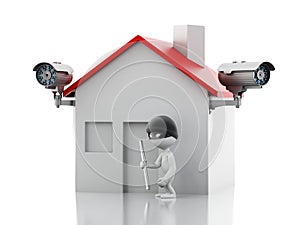 3d House with security CCTV camera.