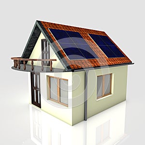 3D house with solar panels