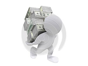 3D Human carrying money on back photo