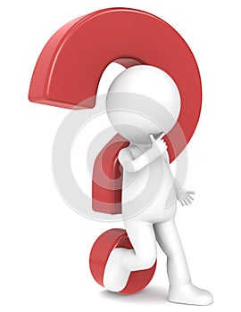 3d human character with a Red question mark