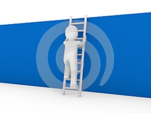 3d human ladder wall blue