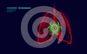 3D human lungs medicine toxicity research concept. Respiratory virus infection cancer danger analysis. Therapy of