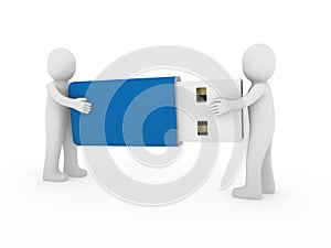 3d human men usb stick blue