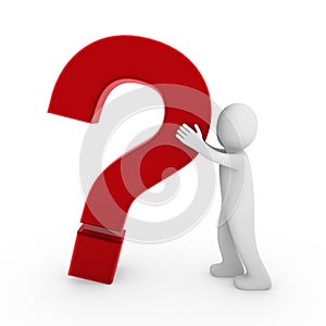 3d human question mark red