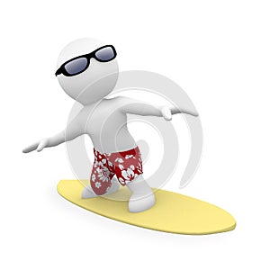 3D human on surfing surfboard