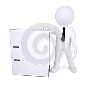 3d human with white office folder