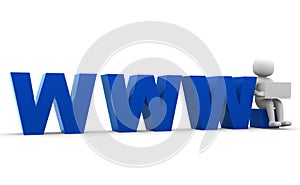 3d human www blue symbol internet web business