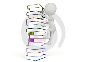 3d humanoid character climb on the books