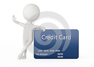 3d humanoid character with a credit card