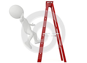3d humanoid character falling from a ladder