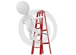 3d humanoid character falling from a red ladder