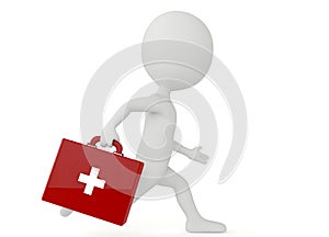 3d humanoid character with a first aid kit