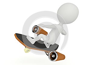 3d humanoid character fly on a skateboard