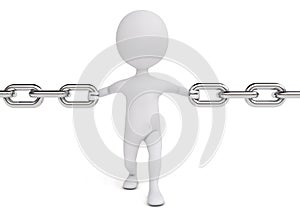 3d humanoid character hold a chain