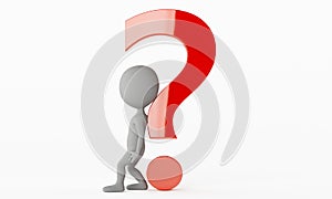 3d humanoid character with a interrogation mark