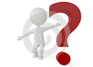 3d humanoid character with a interrogation mark