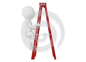 3d humanoid character up a ladder