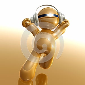 3d humanoid icon listening to music photo