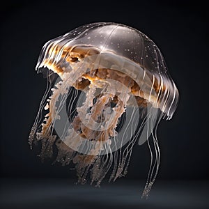 3d hyperrealistic chrome silver jellyfish isolated nbackground