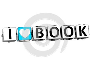 3D I Love Book Crossword Block text