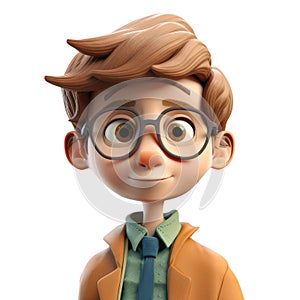 3D icon avatar cartoon character teenager, stylish man, cartoon people close up portrait on isolated on transparent png background